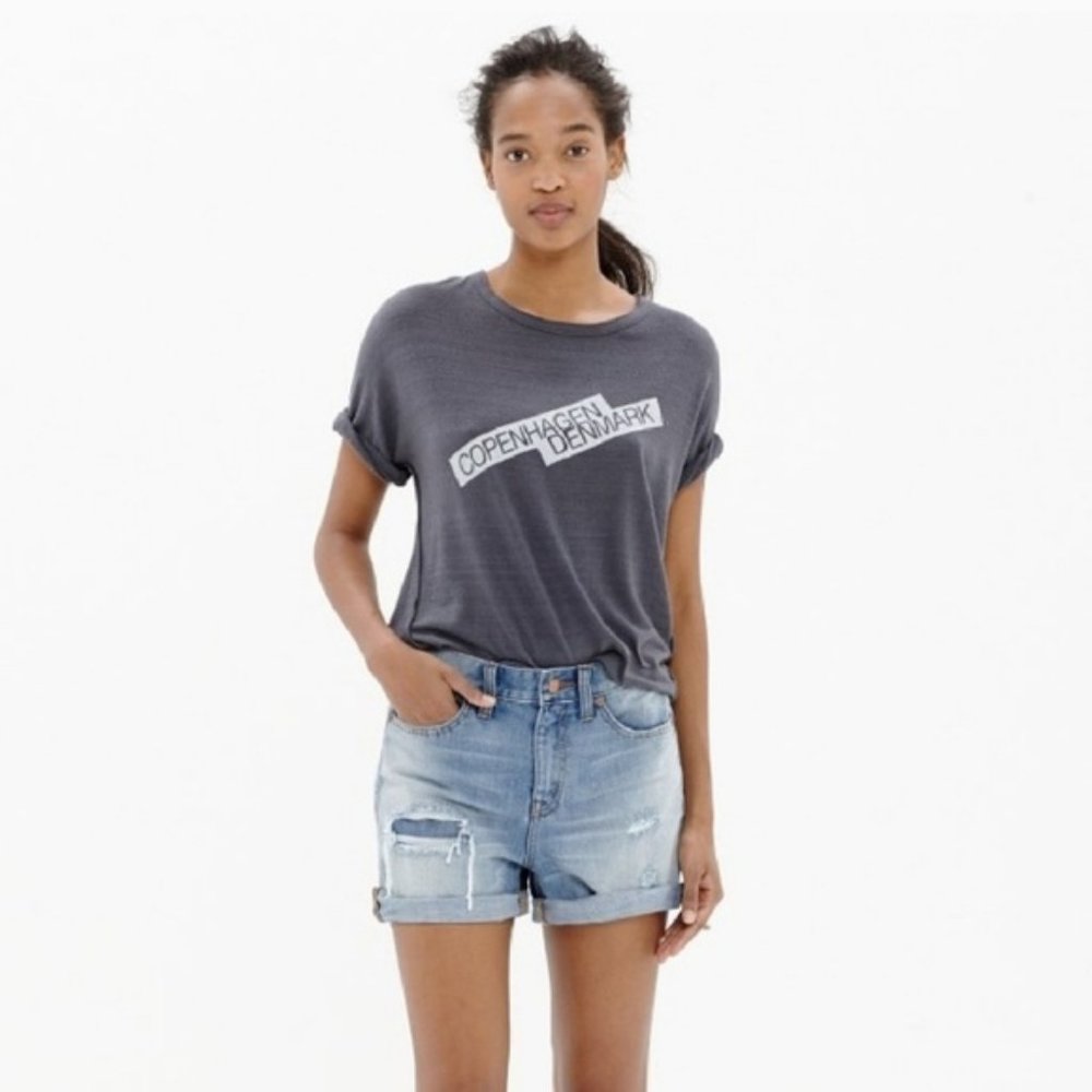 Madewell Distressed Boy Rip & Repair Denim Shorts
